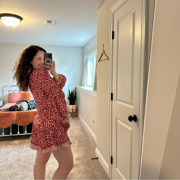 NWT Natalie Martin Red Floral Silk Mini Dress Small - Picture 3 of 12